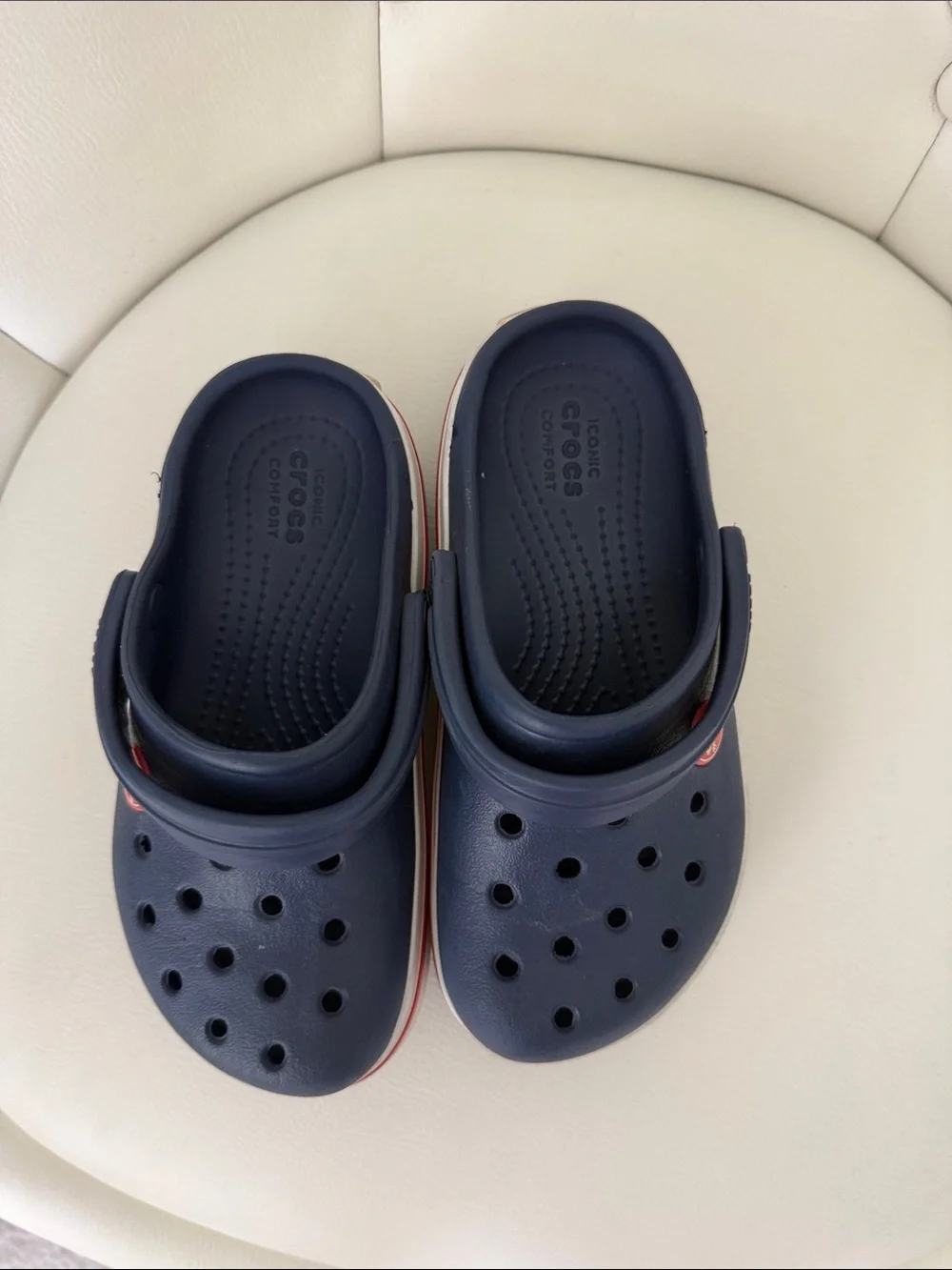CROCS Kids' Crocband Clog Unisex Shoes Navy with Red Accent Sz C 11